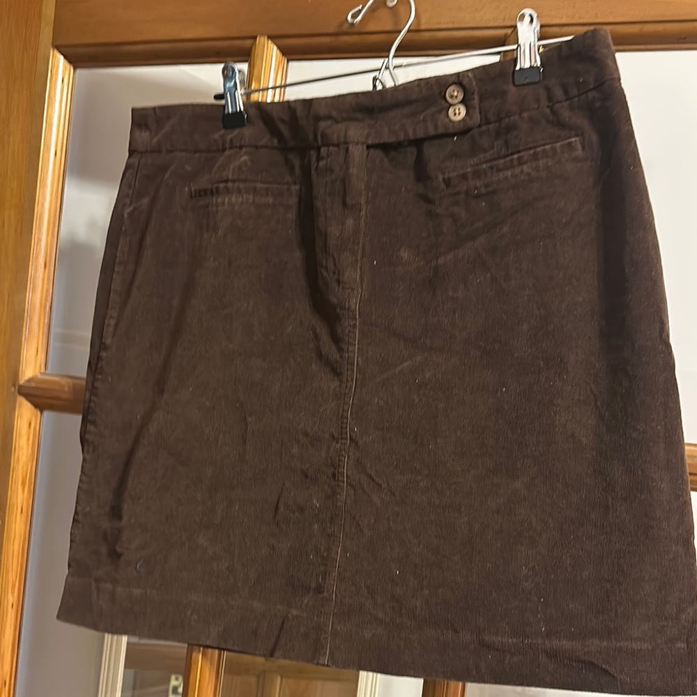 Brown Corduroy Skirt with Button Detail